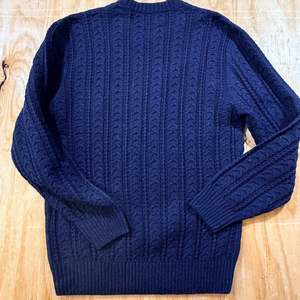 Wellen Huckberry Mens SeaWool Fisherman Sweater XL Navy Blue Cable Knit Heritage - Picture 3 of 8